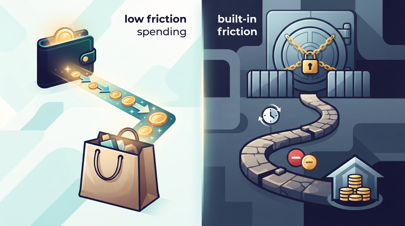 Contrast between an instant transfer button and a locked alternative showing friction